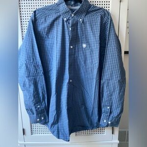 Ariat Pro Series Men's Blue Plaid Button Down Shirt